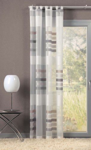 Attraktiver Schlaufenschal, Schlaufengardine mit auffälligen Blockstreifen Farbe:grau (225 x 140 cm)