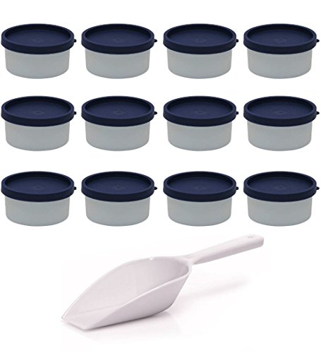 Viva-Haushaltswaren 12x Mini Gefrierdose, runde Tiefkühldose, BPA-frei je 100 ml Volumen inkl. einer Einfüllschaufel