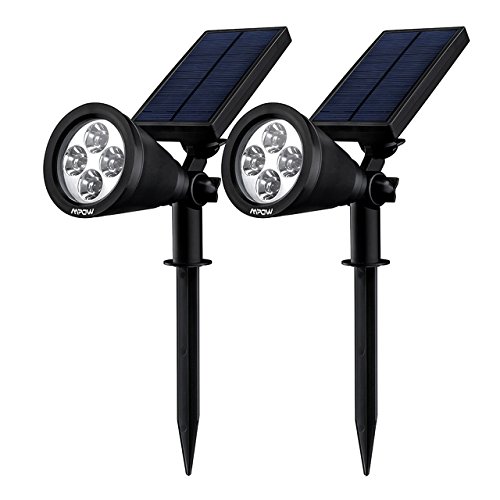 Mpow 2 Stück Gartenleuchten Soleil P2 Superhelle Solarbetriebene Outdoor Spotlight, Wasserdicht für die Hinterhöfe, Gärten, Rasen usw.