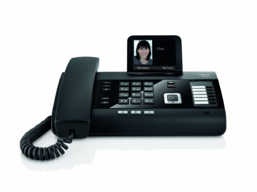 Gigaset DL500A Komfort Telefon -  Schnurgebundes Telefon / Schnurtelefon - Anrufbeantworter - Farbdisplay - Freisprechen / Dect Telefon - schwarz