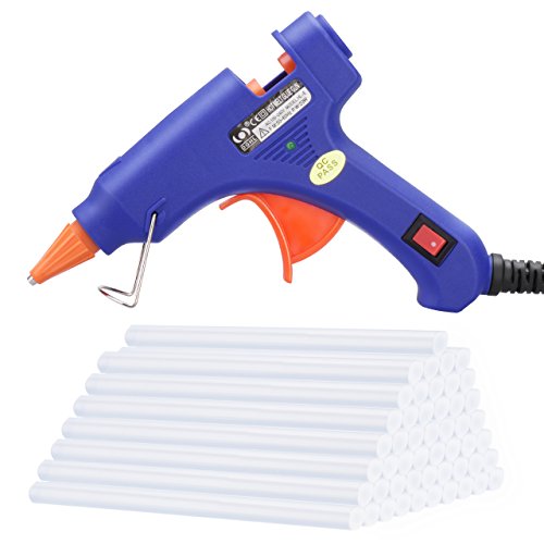 TOPELEK Mini Heißklebepistole mit 50stk Klebesticks Klebestifte, Schmelzende Klebepistole Set für Schule DIY Kunst und Handwerksprojekte, Hausreparaturen (20 Watt, Blau)