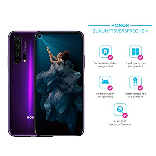 HONOR 20 Pro Dual-SIM Smartphone Bundle (6,26 Zoll, 256GB ROM, 8GB RAM, Android 9.0) Phantom Black + 48MP AI Quad Kamera + gratis MicroUSB zu USB Typ-C Adapter [Exklusiv bei Amazon] - Deutsche Version