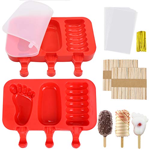 Homgaty Eisformen, 6 Stück Silikon EIS am Stiel Formen, BPA Frei, Stieleisformen mit Deckel, Eisstiele, Verpackungsbeutel, Popsicle Formen für DIY Selbstgemachtes EIS