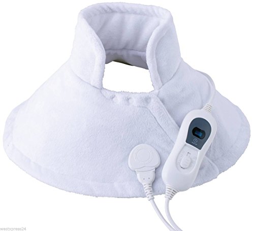 ThermaRelaxx weiches Schulter Wärmekissen / Heizkissen mit Schnellaufheizung und Abschaltautomatik, Nackenheizkissen mit 100 W, Kissen 30 C° Maschinenwäsche geeignet, weiss