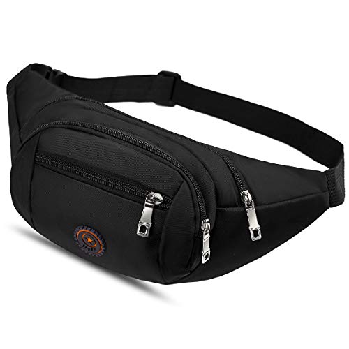 Bauchtasche für Damen und Herren Gürteltasche Schwarz Hüfttasche Outdoor Handytasche Sport Wasserdicht Laufgürtel Umhängetasche Geldgürtel für Camping Wandern Fitness Fahrrad Reisen Jagd Groß