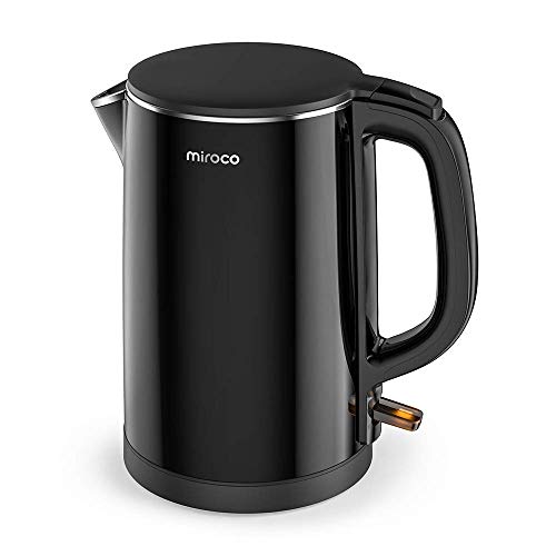 Miroco Wasserkocher, Elektrischer Wasserkessel 1,5L Edelstahl Teekessel 2150W Elektrische Kanne, Trockengehschutz, BPA-Frei, Schwarz