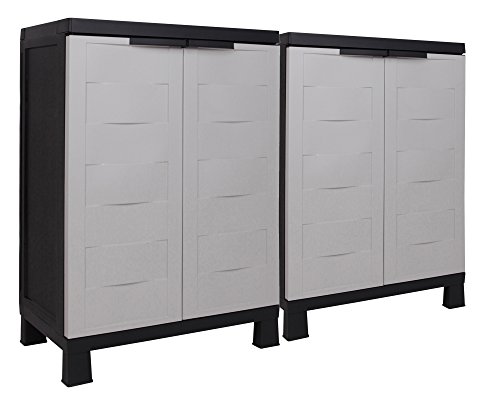 Ondis24 2x günstiger, bewährter Kunststoffschrank Haushaltschrank Lagerschrank mit Füßen Small Prestige, schnell aufgebaut
