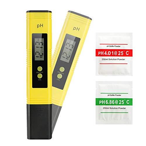 REIDEA PH-Messgerät,PH-Messgerät Digital,Hohe Genauigkeit +/- 0,01, 0-14 ph ATC pH-Wert Teststreifen für Wasser, Urin, Brauen, Aquarium, Pool, Pooltester Wassertester PH-Meter-Set (Gelb)