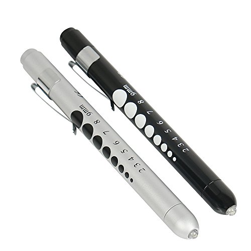 Medizinische Diagnostik Penlight (2 Packungen), CAVN Wiederverwendbare Medizinische LED Penlight mit Schüler Manometer für Krankenschwestern Ärzte mit Taschenclip