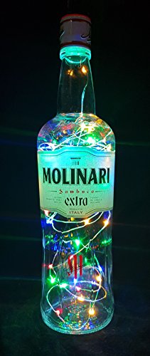 Molinari Sambuca Flaschenlampe mit 80 LEDs Bunt Upcycling Geschenk Idee