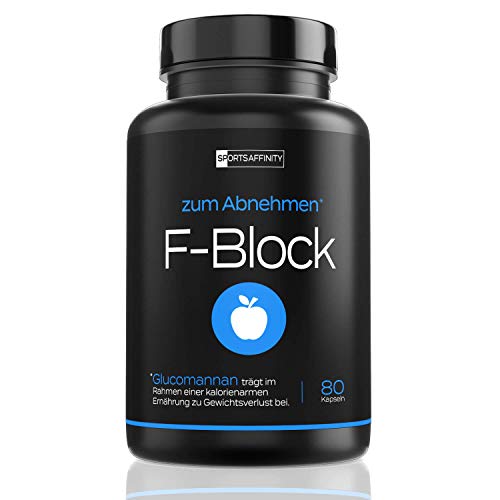 F-Block [Beliebt in der Diät] - Abnehmen Tabletten von Experten - Wirksam für Frauen und Männer » Appetitzügler zum Abnehm mit Glucomannan « F-Burn inkl. Ebook mit Fatburner Workout - 80 Kapseln