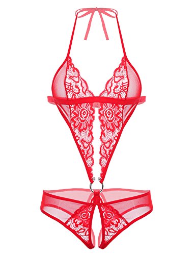 Avidlove Damen Tiefer V-Ausschnitt Halter Lingerie Bodysuit