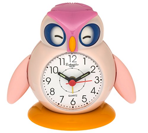 Eichmüller Kinderwecker Eule rosa Analogwecker mit Alarm Snooze und Licht