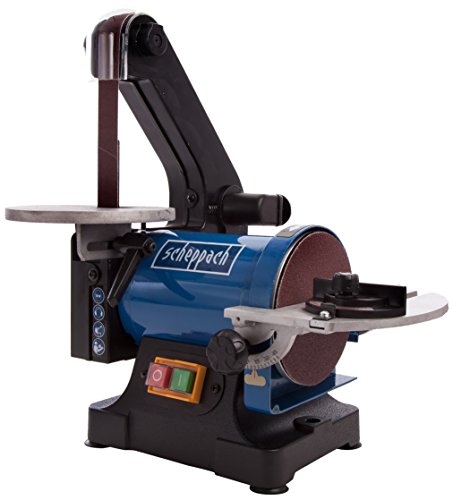 Scheppach Bandschleifer BTS700 (Tellerschleifer, 50W, Bandlänge 762mm -breite 25,4mm, SchleiftellerØ 125mm, 90°-45° verstellbarer Tisch, Geschwindigkeit 816m/min)