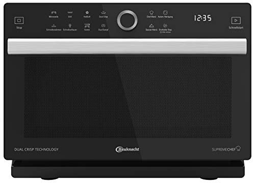 Bauknecht Supreme Chef MW 339 SB 5in1-Multifunktionsmikrowelle /1000 W/33 L Garraum/Heißluft 1700 W/XXL Grill 1200 W/DualCrisp & CrispFry/AutoClean/Dampfgaren/Schmelz- und Schnellauftau-Funktion