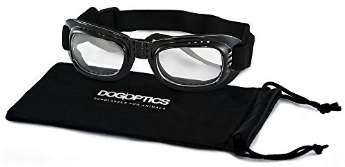 Dogoptics Größe S Pet Hund Sonnenbrille Biker Brille schwarz Rahmen/klare Gläser 05