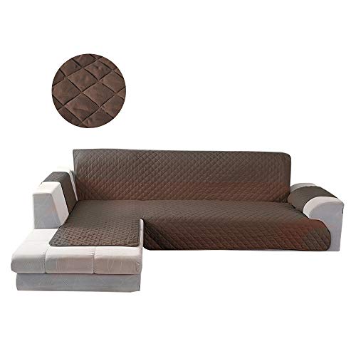 BOTTLEWISE Sofaschoner Sofabezug für Ecksofa, Rutschfest&Wasserabweisend Schützen vor Haustiere und Kindern (Links 4 Sitzer Braun)