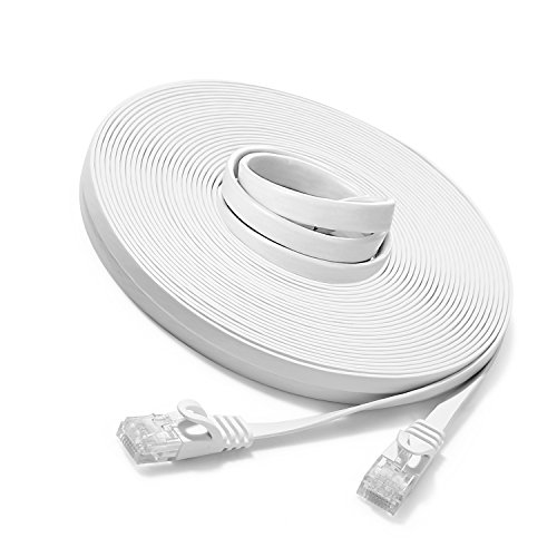 15m - Flachkabel CAT6 | Weiss- 1 Stück | 10/100/1000 Mbit/s | Gigabit LAN Netzwerkkabel UBest