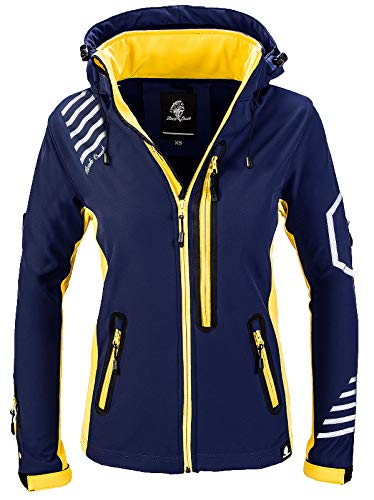Rock Creek Damen Softshell Jacke Windbreaker Regenjacke Übergangsjacke Softshelljacke Damenjacke Regenmantel Outdoorjacke Kapuze D-402 Navy XXL
