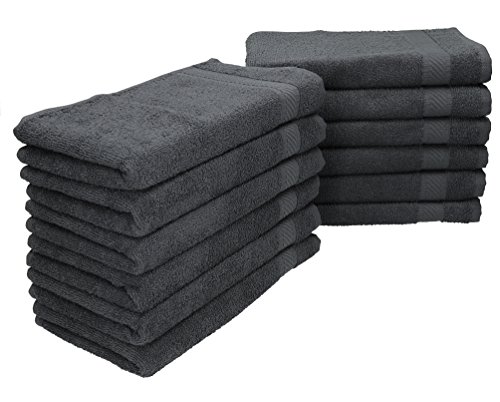 Betz 12 Stück Gästehandtücher PALERMO 100%Baumwolle Größe 30x50 cm verschiedene Farben Farbe anthrazit