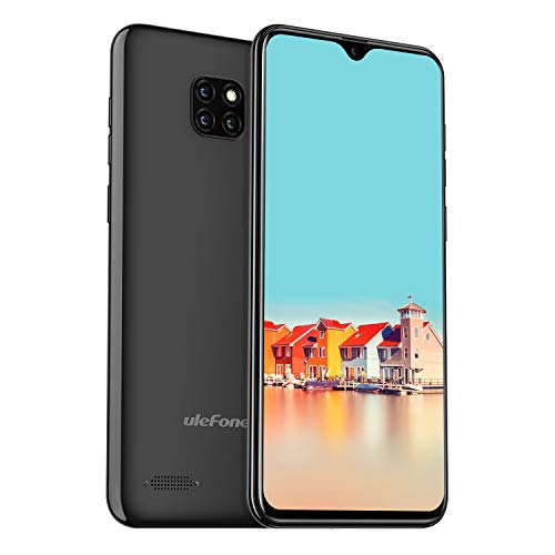 Ulefone Note 7 (2019) Smartphone ohne Vertrag 3 Kameras 3 Kartenschacht, 6.1 Zoll Bildschirm, 16 GB ROM Dual SIM Android 8.1 Handy Günstige, Face Unlock, 3500mAh Akku, Global Version - Schwarz