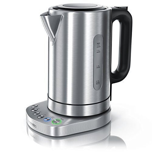 Arendo - 3000 Watt Edelstahl Wasserkocher mit Temperaturstufen | 1,7 Liter | 4 wählbare Temperatureinstellungen | Warmhaltefunktion (30min) | 3000W Leistungsaufnahme Schnellkoch Wasserkocher | integrierter Kalkfilter | BPA Frei