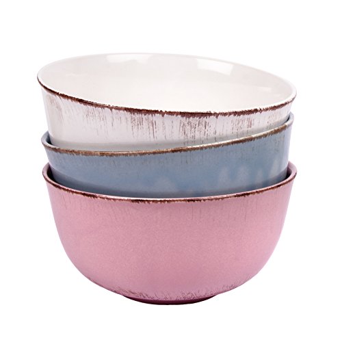 Gina Da Schüssel Schale Müslischale Geschirr Keramik - Serie Tosca L Shabby Chic Landhaus (Bunt [3er-Set])