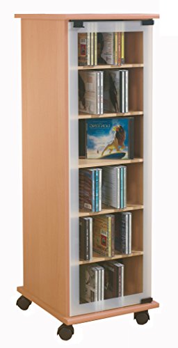 VCM 30023 CD DVD Regal Turm Tower Vitrine Schrank Möbel mit Rollen Drehbar Farbwahl 98 x 31 x 35 cm 'Valenza'