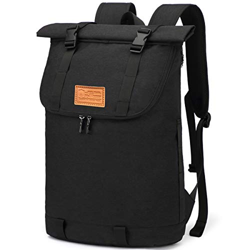 Myhozee Rucksack Herren Damen, Wasserdicht Laptop Rucksack, Diebstahlschutz Roll Top Rucksäcke Daypacks, Schulrucksack Tagesrucksack Trekkingrucksacke für Reisen Freizeit Job Outdoor, 35L/40L-Schwarz