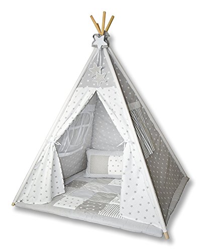 Amilian Tipi Spielzelt Zelt für Kinder T01 (Spielzelt mit der Tipidecke und Kissen)