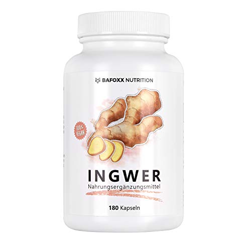 INGWER 180 Kapseln - Nur für kurze Zeit zum Einführungspreis - Hochdosiertes Naturprodukt mit 300 mg Ingwerpulver - pur - vegan - 6 Monatsvorrat - hergestellt in Deutschland