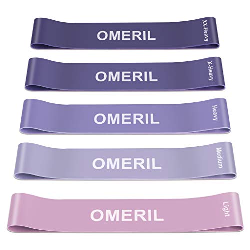 OMERIL Widerstandsbänder [5er Set] Fitnessband Theraband - Resistance Bands Gymnastikband aus Naturlatex Trainingsbänder mit Tragebeutel für Muskelaufbau, Physiotherapie, Pilates, Yoga, Crossfit usw