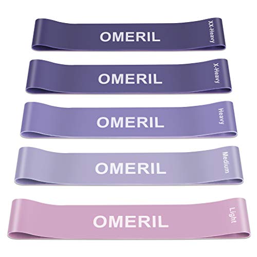 OMERIL Widerstandsbänder [5er Set] Fitnessband Theraband - Resistance Bands Gymnastikband aus Naturlatex Trainingsbänder mit Tragebeutel für Muskelaufbau, Physiotherapie, Pilates, Yoga, Crossfit usw