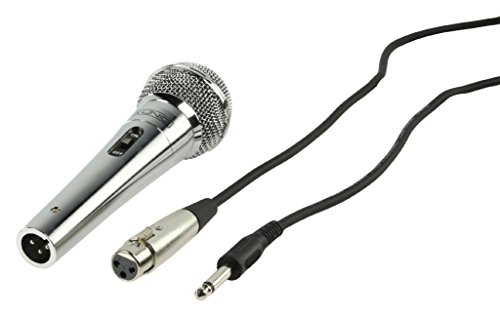 Eurosell - Premium Mikrofon dynamisch - silber - Gesang & Bühne + 5m Kabel XRL KLINKE Mic Set Micro Gesangs Mikro dynamisches