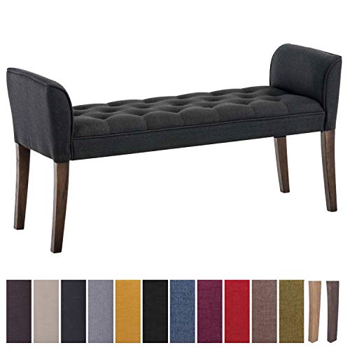 CLP Chaiselongue Cleopatra Polsterbank hochwertiger Polsterung und Stoffbezug I Sitzbank mit gestepptem Stoffbezug I Sitzhöhe von ca. 49 cm Dunkelgrau, Antik dunkel