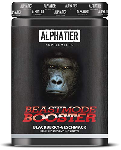 ALPHATIER BEASTMODE BOOSTER XXL - 500g - Pre-Workout Pump-Booster mit Koffein, Citrullin, L-Arginin, Creatin, ß-Alanin - Training & Fitness Shake hochdosiert - Berry Blast Geschmack