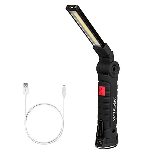 LED Arbeitsleuchte, Coquimbo Portable wiederaufladbare Taschenlampe Workshop Lampe COB Inspection Lights Camping Lampe Hand Lampe mit magnetischen Ständer für Auto Reparatur, Werkstatt, Garage, Camping, Notbeleuchtung