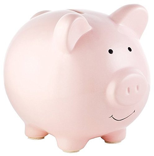 Sparschwein Rosa Schwein aus Keramik für Münzen und Scheine Normalgröße