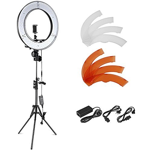 Neewer Kamera-Foto-Video-Blitz-Kit: 18 Zoll / 48 Zentimeter Außen 55W 5500K dimmbare LED-Ringlicht, Licht-Standplatz, Bluetooth-Empfänger für Smartphone, YouTube, Vine Self-Portrait der Videoaufnahme