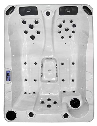 perfect-spa Whirlpool 'Key West' Indoor / Outdoor für 3 Pesonen Whirlpools Aussenwhirlpool Hot Tub Spa Außenwhirlpool Baboa Steuerung (Wanne Sky White, Außenverkleidung Schwarz)