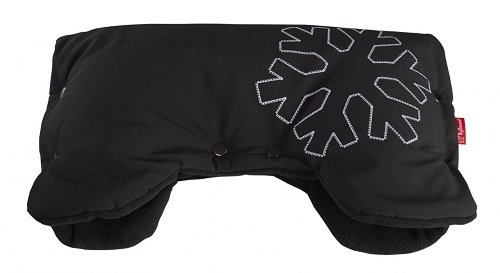 ByBoom Softshell Handwärmer Thermo Aktiv; Funktions-Handmuff mit Fleece Innenseite, Universalgröße für Kinderwagen, Buggy, Jogger, Radanhänger, Farbe:Schwarz/Schwarz