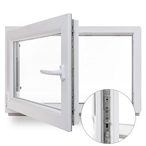 Kellerfenster - Kunststoff - Fenster - weiß - BxH: 100x50 cm - DIN links - Sicherheitsbeschlag - verschiedene Maße