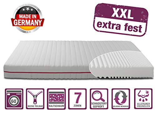 BMM Matratze Klassik 19 XXL - orthopädische 7-Zonen Kaltschaummatratze, H4, 19cm Höhe, Bezug Premium V2 Doppeltuch, 90x200 cm