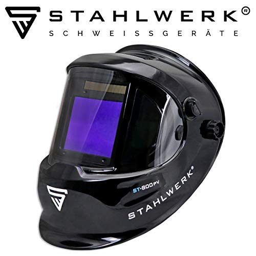 STAHLWERK ST-800PV Vollautomatik Schweißhelm, Optische Klasse: 1/1/1/1, großes Sichtfeld, inkl. 2 Ersatzscheiben, schwarz, 5 Jahre GARANTIE* auf FILTER