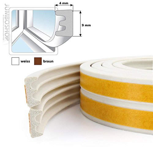 50m Gummidichtung WEISS E-Profil - Fensterdichtung Türdichtung selbstklebend Gummi PROFIL Dichtung Dichtungsband Profildichtung Fenster Tür