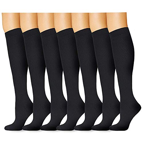 Acexy Kompressionsstrümpfe Kompressionssocken Compression Socks Damen Herren Stützkniestrümpfe Stützstrümpfe Sport/Joggen/Krankenschwestern/Flüge/Reisen/Schwangerschaft/Medizinische (Schwarz, L/XL)