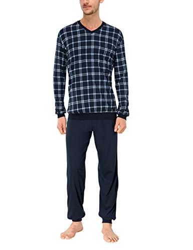 Schiesser Herren Zweiteiliger Schlafanzug Anzug Lang, Blau (blau 800), Gr. L (Herstellergröße:52)