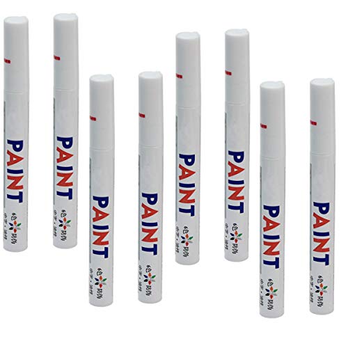 Techwills 8 Stück Weiß Reifenstift Reifenmarker Auto, Motorrad Treten Fahrradreifen Reifenmarkierungsstift Reifenstift Set Marker Pen Kit Beschriftung Wasserfest Wetterfest