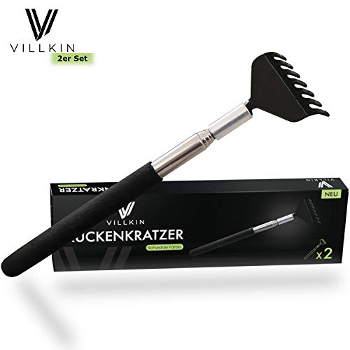 2x Villkin Rückenkratzer - Premium Qualität (Schwarz, 2er Set)