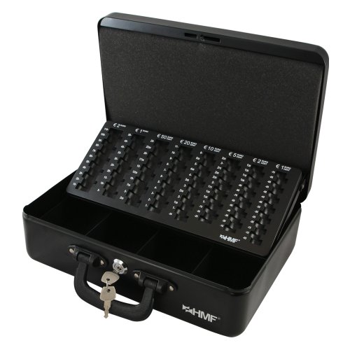 HMF 22037-02 Geldkassette Geldzählkassette 2 Tragegriffe, 36 x 25 x 11 cm , schwarz